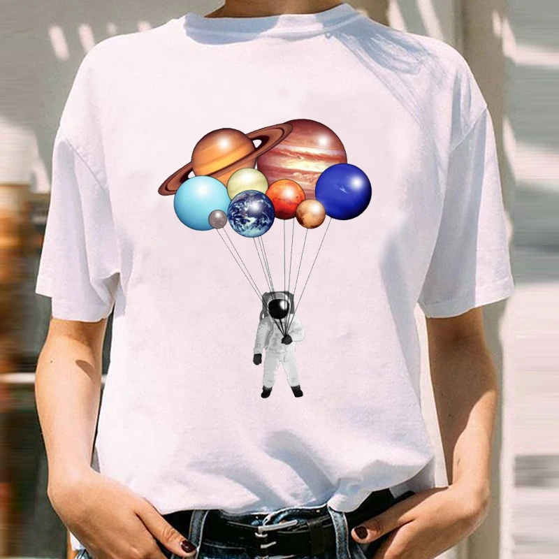 

Women Graphic Space Cartoon Trend Style Girl 90s Spring Summer Short Sleeve Lady Print Female Clothes Tops Tees Tshirt T-Shirt