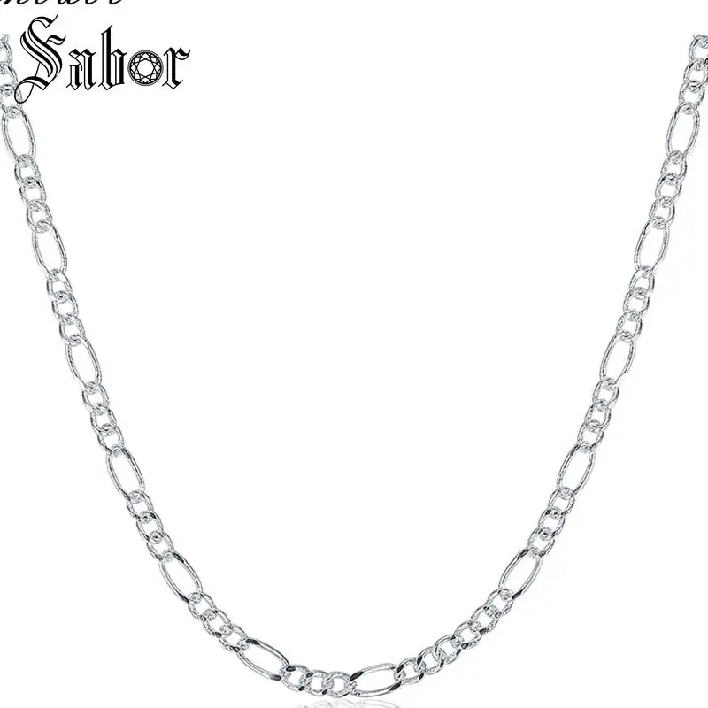 2 мм геометрические Фигаро цепи ожерелье карьера серебряный цвет для мужчин и