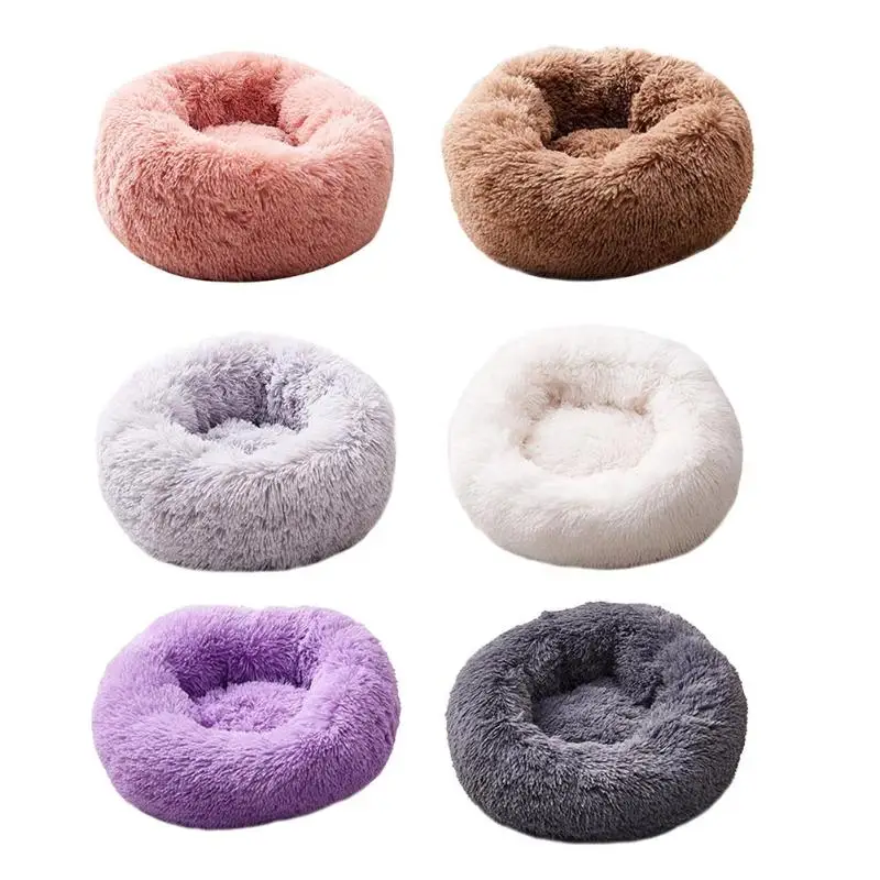 

Foldable Round Dog Cat Warm Sleeping Bed Portable Super Soft Plush Pet Kennel Nest Cotton Washable Mats For Dog Basket Pet Bed
