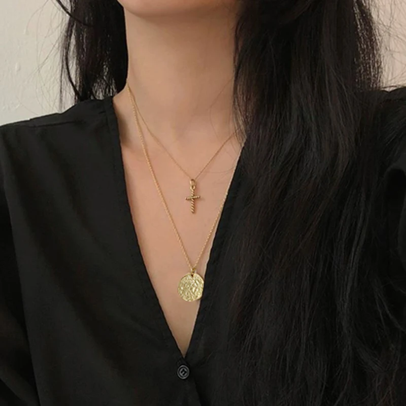 Цепочка с подвеской в виде монет GHIDBK из серебра 925 пробы золотистый