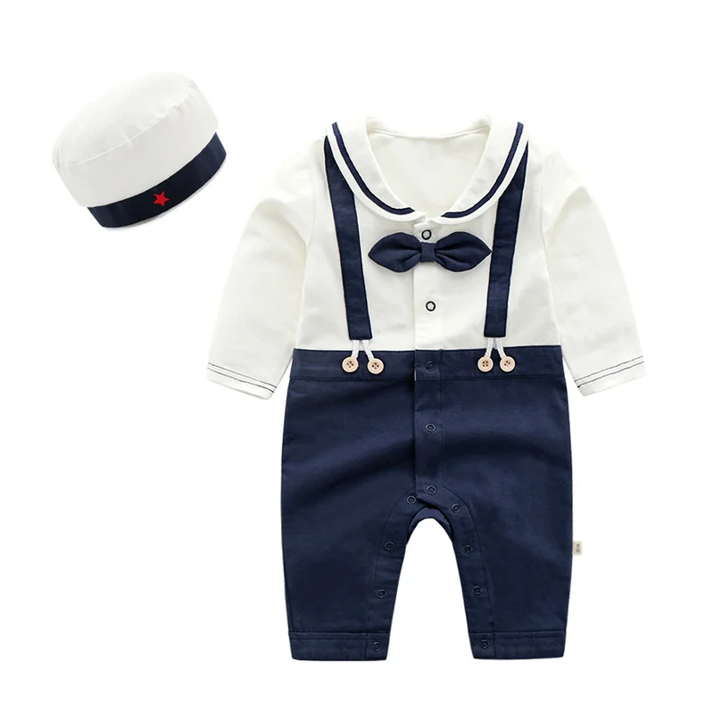 

New baby jumpsuit fall gentleman boy baby hat long sleeve crawl suit, newborn baby clothes baby boy accessories