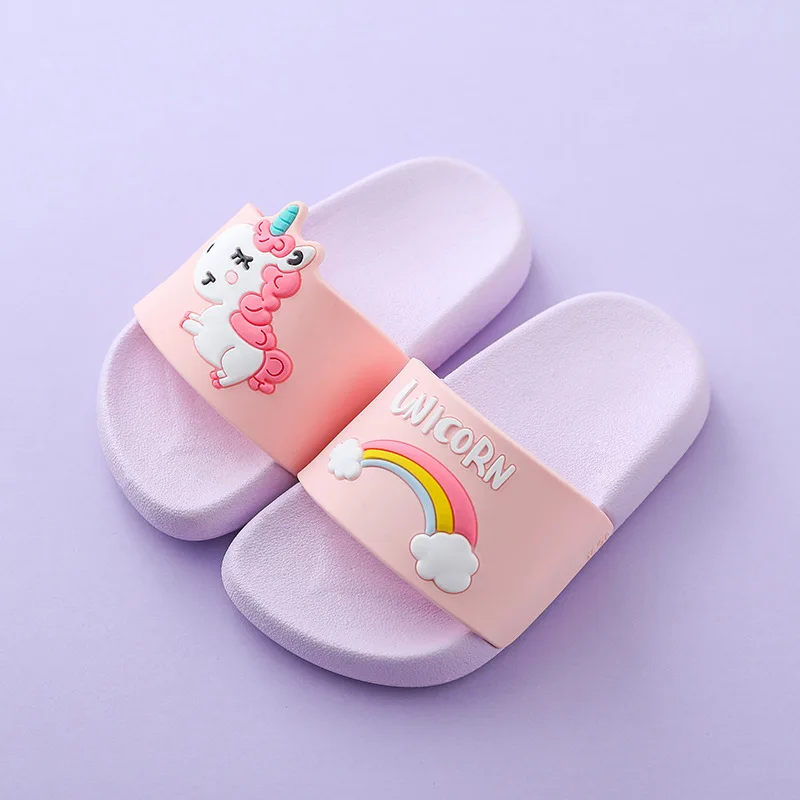 

Rainbow Unicorn Slippers For Boys Girls New Summer Kids Beach Shoes Baby Toddler Soft Indoor Slippers Children Sandals