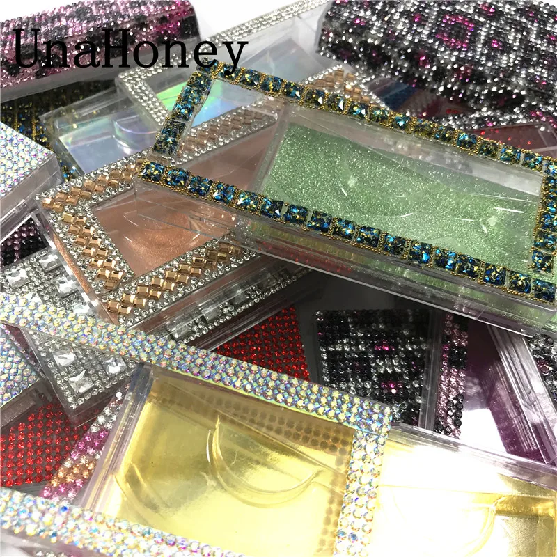 Цветной Украшенные PU искусственными бриллиантами оптовая продажа ресниц чехол