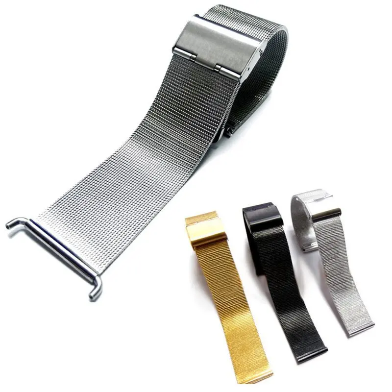 

Stainless Steel Watch Mesh Strap Double Fold Over Clasp Buckle Width 18/20/22/24mm