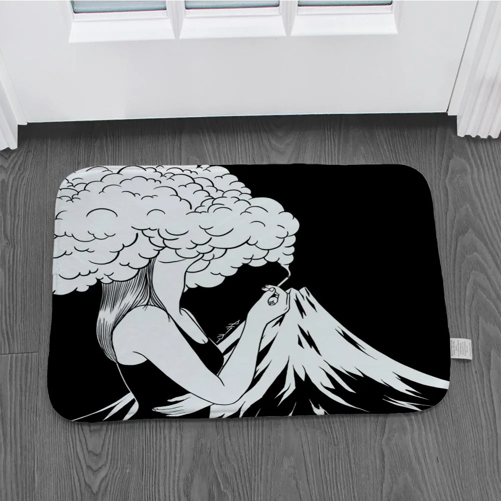 Черно-белый Графический Коврик для двери напольный коврик коридора входная