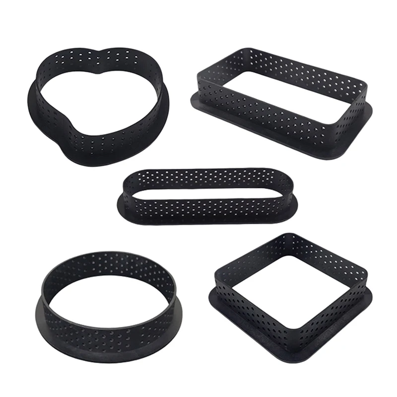 

5PCS DIY Tart Ring Mold Cake tools French Dessert Bakeware Cutter Round Shape Decorating Tool Perforated Mousse Circle