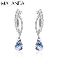 crystals from swarovski helix pendant drop earrings for women fashion sterling silver piercing dangle earrings handmade jewelry