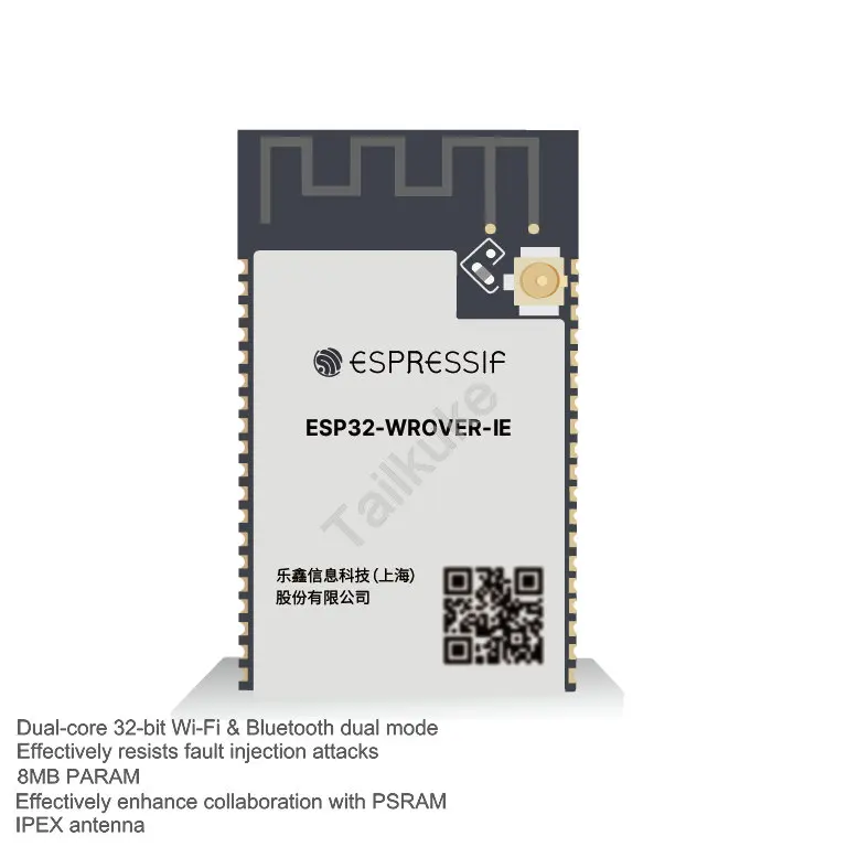 

Двухъядерный модуль Wi-Fi и Bluetooth (ECO V3) ESP32-WROVER-IE, антенна IPEX