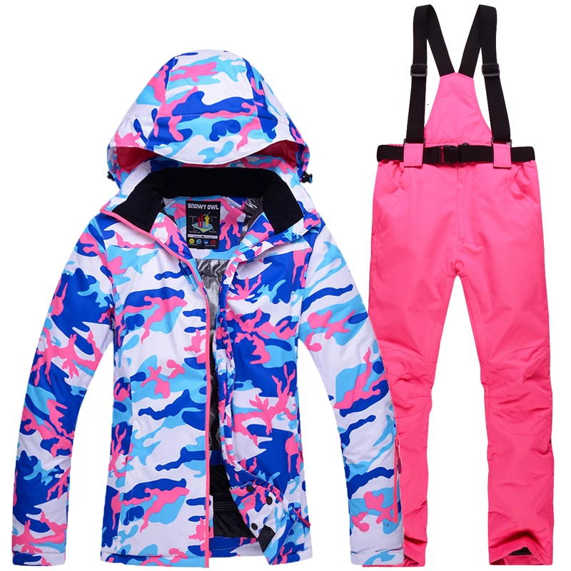 Женский Камуфляжный лыжный костюм толстая Водонепроницаемая зимняя куртка и