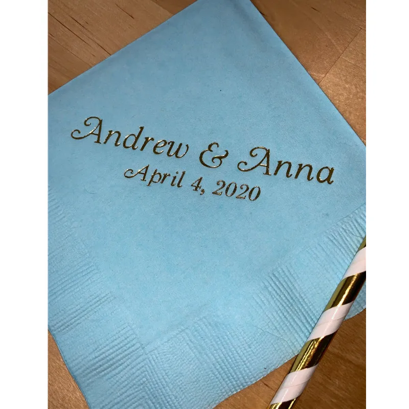 Personalized Napkins Wedding Engagement Honeymoon Cocktail Beverage Paper Anniversary Party Monogram Custom Luncheon