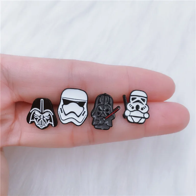 EUPNHY 1Pair Cartoon Star Wars Earring for Women Girls Dark Warrior and Storm Troops Stud Earings Christmas Gifts Jewelry | Украшения и
