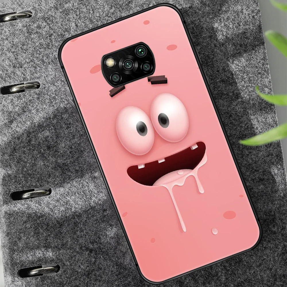 

cute Cartoon SpongeBobs Phone case Cover Hull For Xiaomi Mi A2 A3 8 9 9T Note 10 Se Lite Pro black Hoesjes Painting Cell Fashion