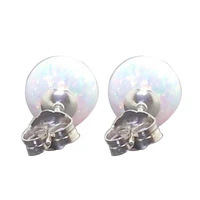 dropshipping women round faux opal beads ear stud earrings wedding engagement jewelry gift