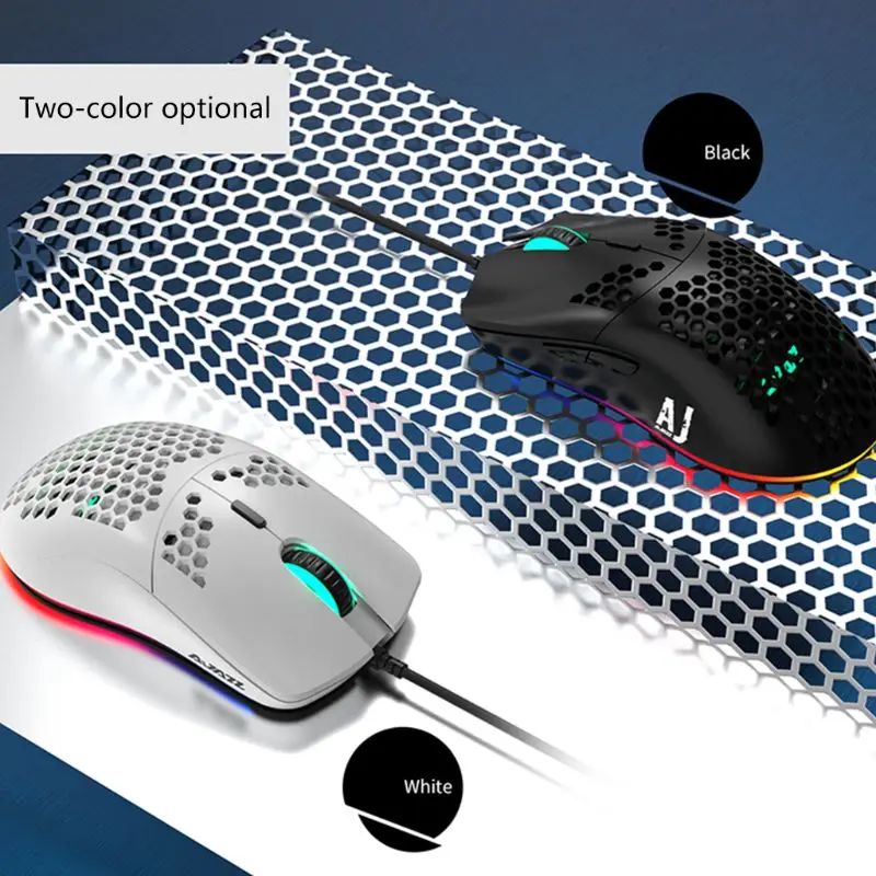 

AJ390 Lightweight Wired Mouse Hollow-out Gaming Mouce Mice 6 DPI Adjustable 7Key
