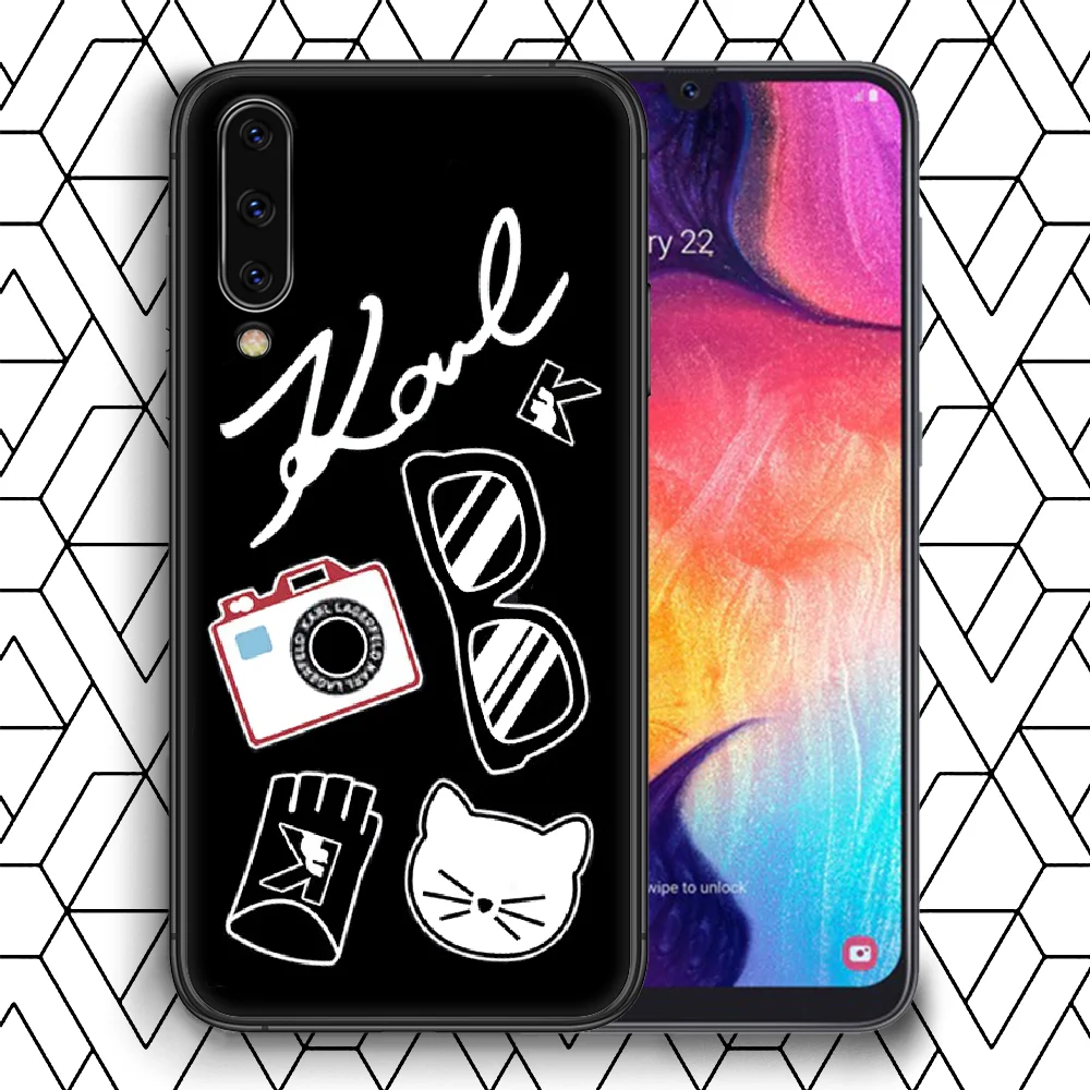 

Fashion Brand designer KARLs Phone Case For Samsung Galaxy A 3 5 7 8 10 20 20E 21S 30 30S 40 50 51 70 71 black Hoesjes Fashion