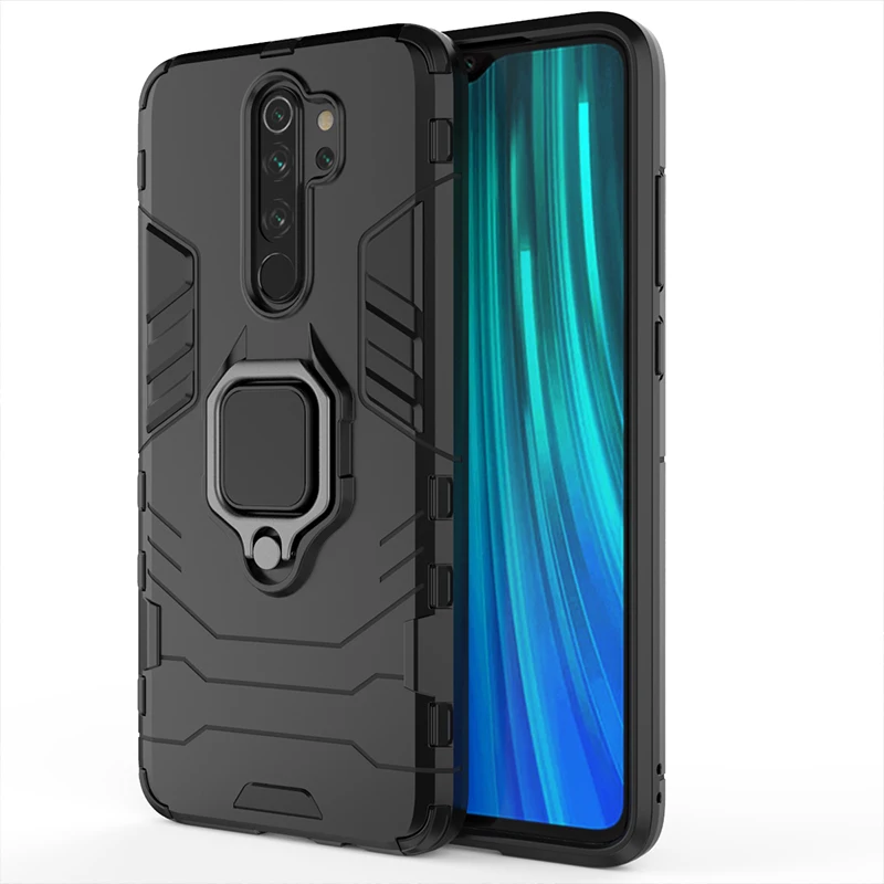 Черный Чехол-кольцо для xiaomi redmi note 8 Pro, чехол, роскошный противоударный бампер, деловой чехол для телефона для xiami redmi note 8 7 note7, чехол - Цвет: Черный