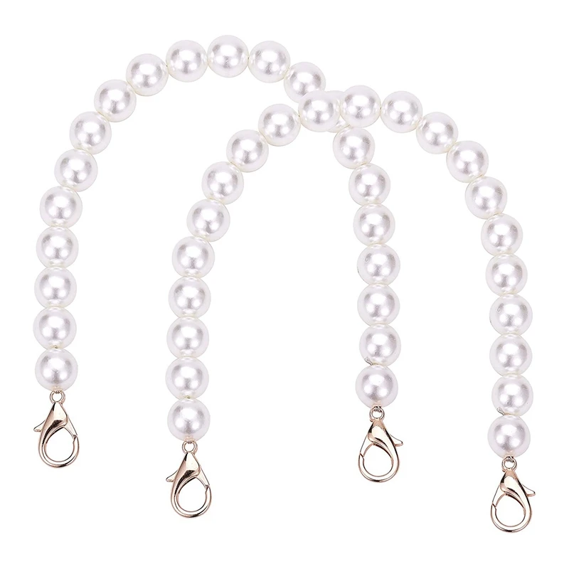 

2Pcs 12 Inch Imitation Pearl Bead Handle Short Bag Chain Strap Replacement Bag Chain For Handbag Clutch Crafts Making