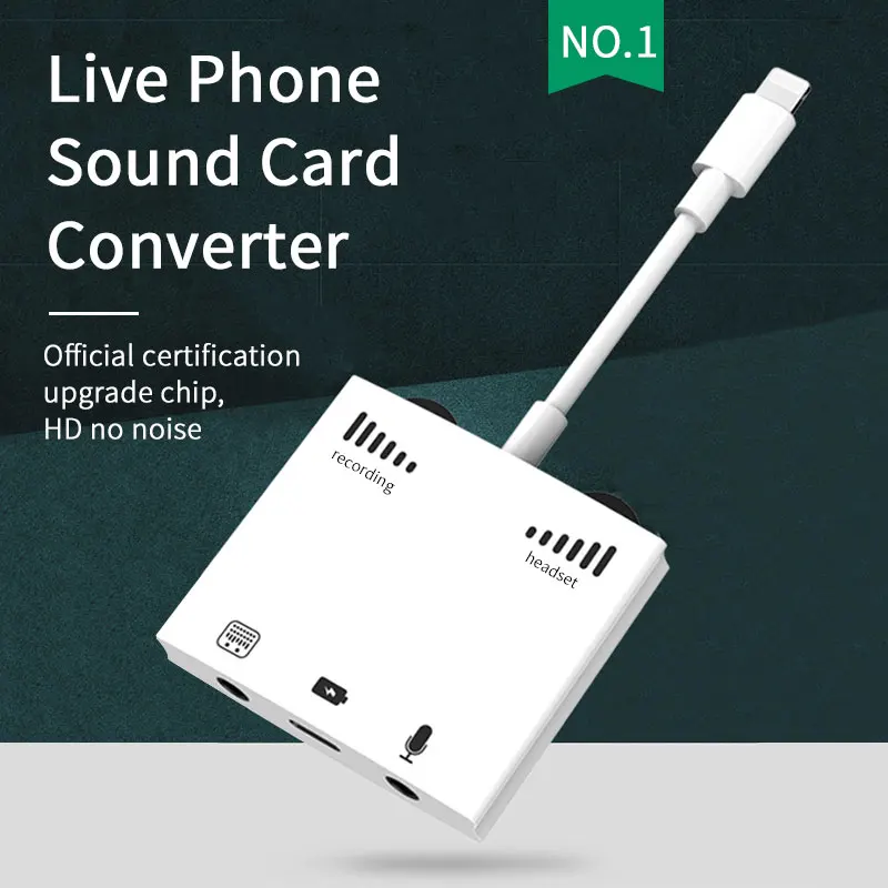 Адаптер для сетевой трансляции iPhone Lightning звуковая карта Аудио гарнитура микрофон