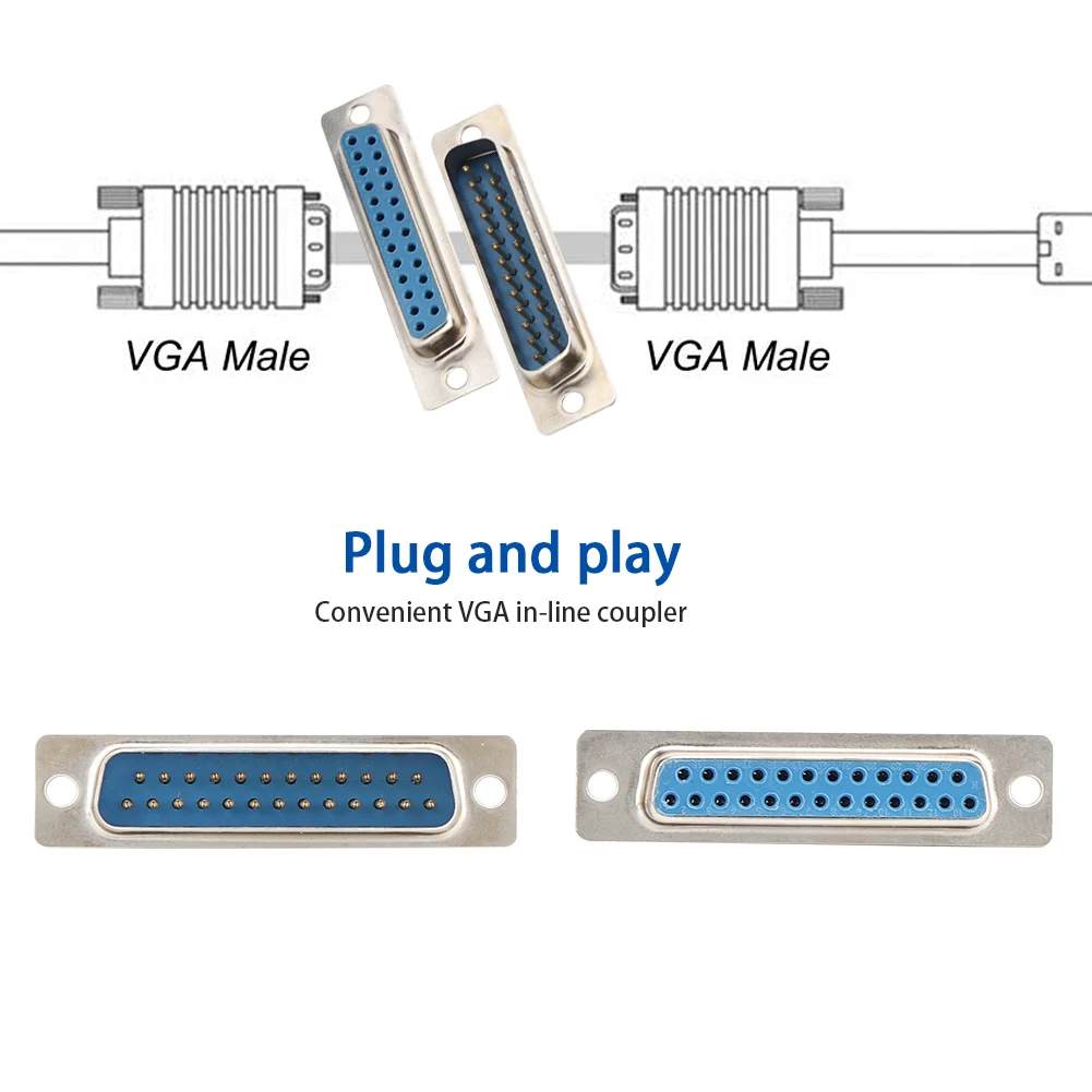 

20PCs VGA Plug + Socket Projector Female + Male Monitor Accessory Monitor Plug Socket