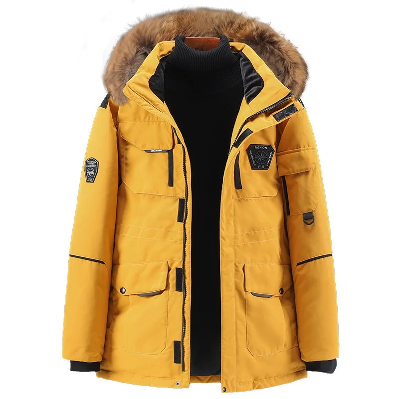 Warm Winter Down Coat Men Outwear Fur Hooded Hat Winter Parkas 2021 Male Fashion Hooded Down Outwear Coats for Men Winter