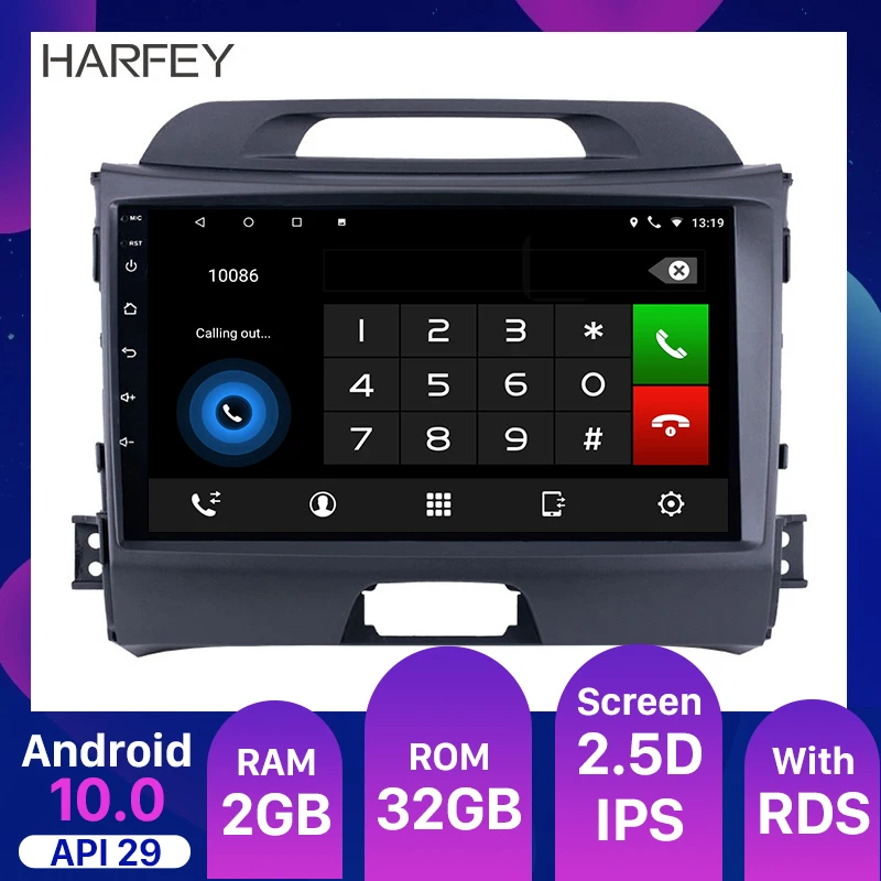 Автомобильная Мультимедийная система Harfey 9 дюймов Android 10 0 8 ядер GPS 2Din с Bluetooth для KIA