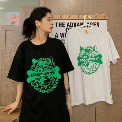 Простые повседневные свободные модные Универсальные женские футболки с