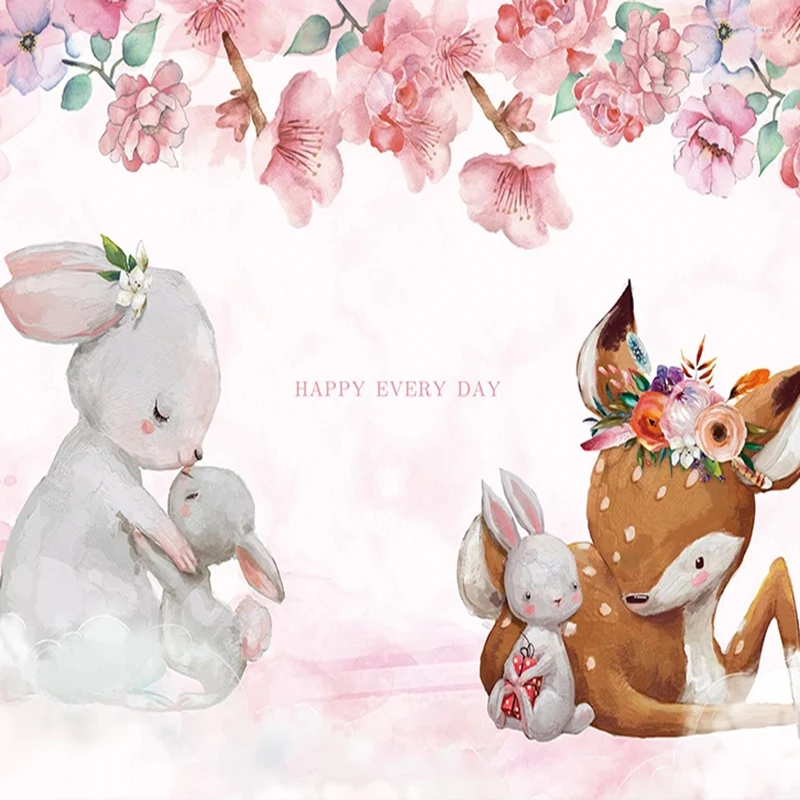 Фотообои на заказ с изображением животных для детской комнаты Мультяшные фрески