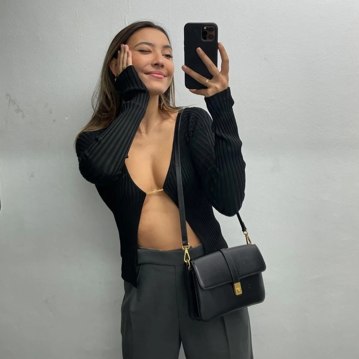 

Высококачественный осенний Новый Модный классический брендовый роскошный дизайн Повседневный Универсальный простой вязаный кардиган с д...