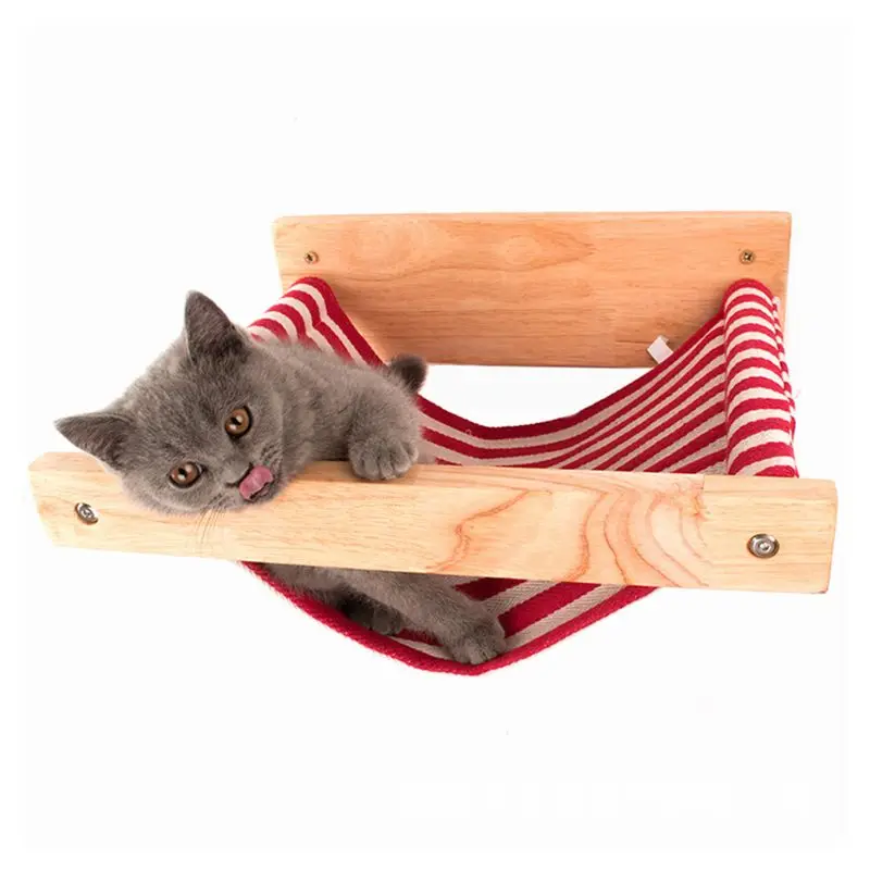 

Wall Mounted Cat Hammock Wood Climbing Frame Shelf Bed Perches Kitty Platform