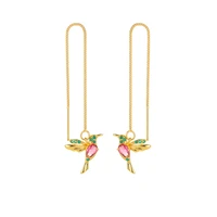 fashion cute creative color bird pendants earwires beautiful red dangle aesthetic accesories for girls zircon piercing earrings