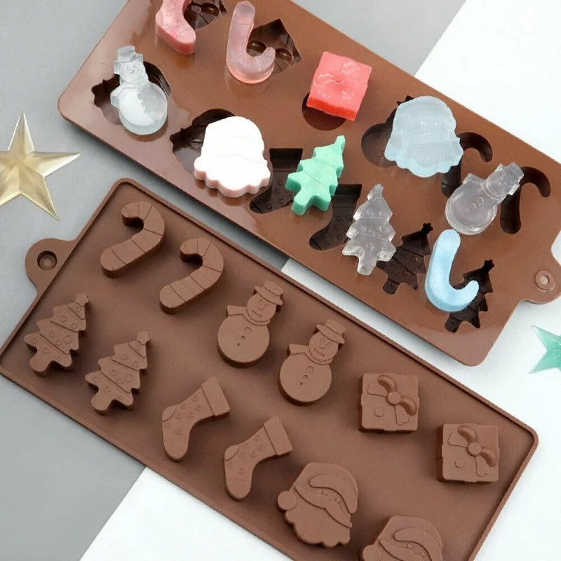 Christmas Series Silicone Mold Fondant Cake Mold Chocolate Candy Clay Mold Kitchen Cooking Tool Diy Homemade
