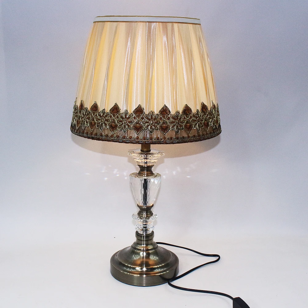 Современный арт деко тканевый Хрустальный Настольный светильник винтажный E27