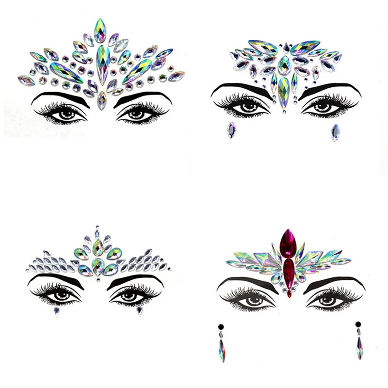 4 шт блестящие наклейки для украшения лица Акриловые стразы праздничные