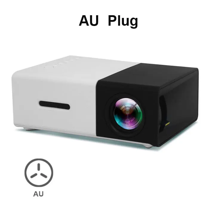 Salange YG300 Мини проектор светодиодный проектор 500LM Аудио HDMI USB мини YG-300 Proyector домашний кинотеатр медиаплеер - Цвет: Black AU Plug