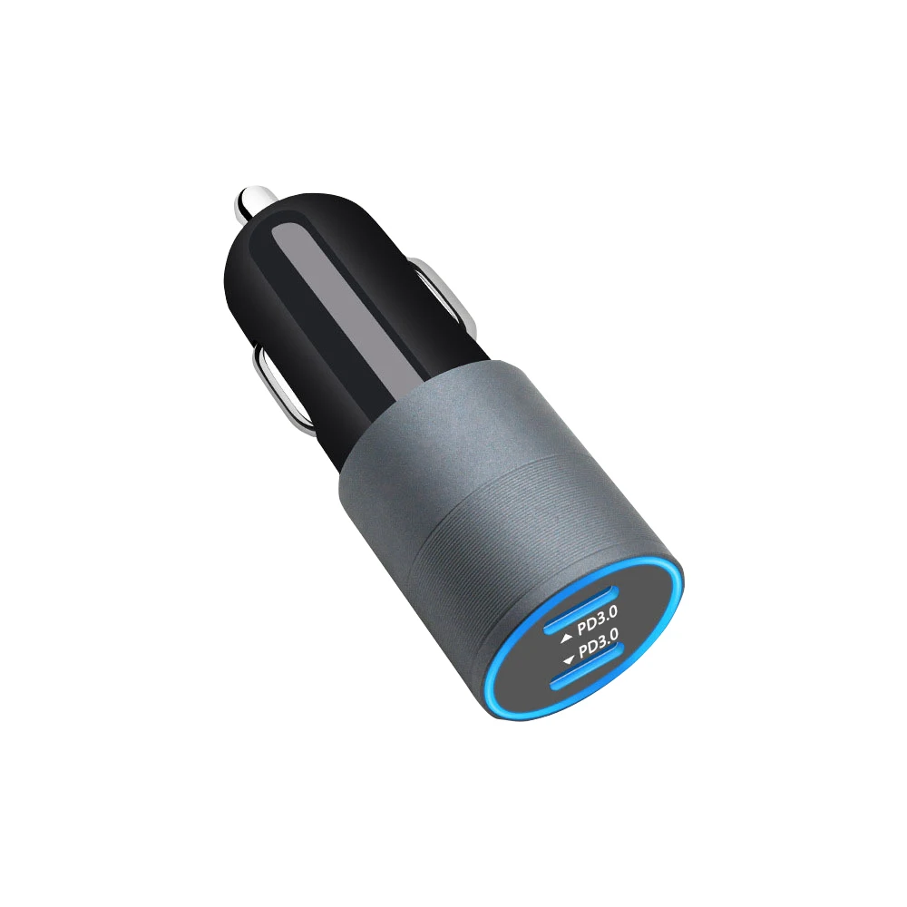 Автомобильное зарядное устройство 2 порта USB C 60 Вт для iphone 13 12 11 Pro Max Samsung Galaxy Note20