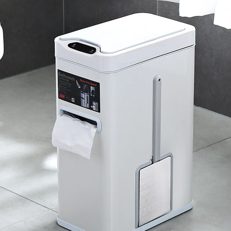

Smart Trash Bin Bathroom Garbage Basket with Lid Trash Can Garbage Bag Holder Bucket Cocina Household Cleaning Tools BI50WB