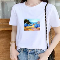 2021 women clothing kawaii scenery graphic oversize t shirt femme short sleeve summer fashion retro o neck white top plus size x