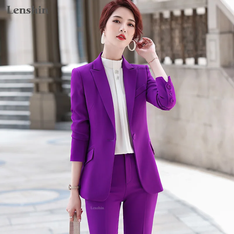 Lenshin комплект из 2 предметов модный брючный костюм Офисная Женская одежда для