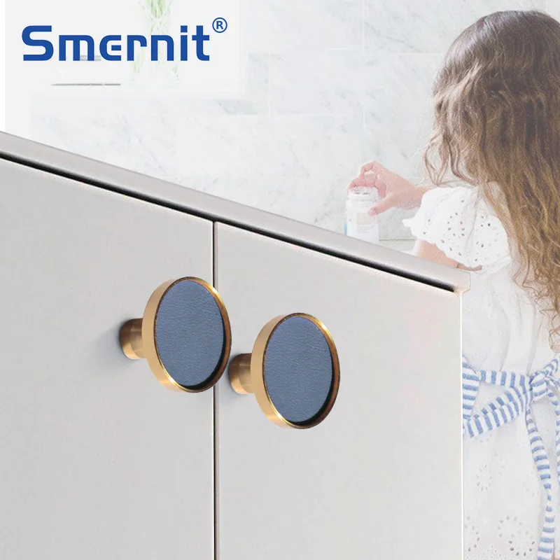 Латунные кожаные ручки для мебели дверные из овчины и кухонный шкаф выдвижной