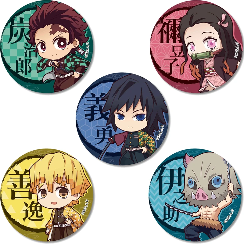 5 шт. круглые комиксы Япония демон Slayer: Kimetsu no Yaiba коллекционные булавки коллекция