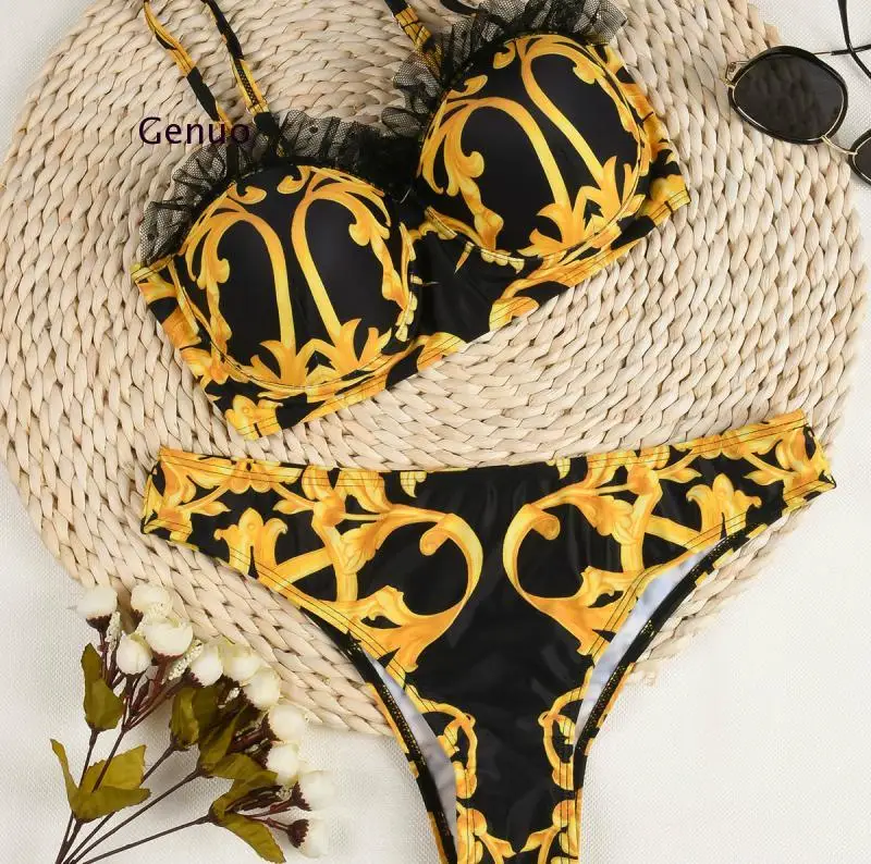 

Push Up Bikinis 2021 Bikini Set High Waist Swimwear Women Swimsuit Female Swimming Suit Bathing Suit Print Biquini Bikini Set