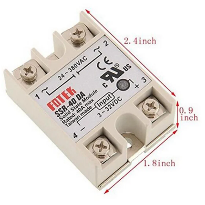 

100pcs SSR-40 DA Solid State Relay New DC to AC Solid State Relay Module for Arduino Temperature Controller 24V-380V 40A 250V