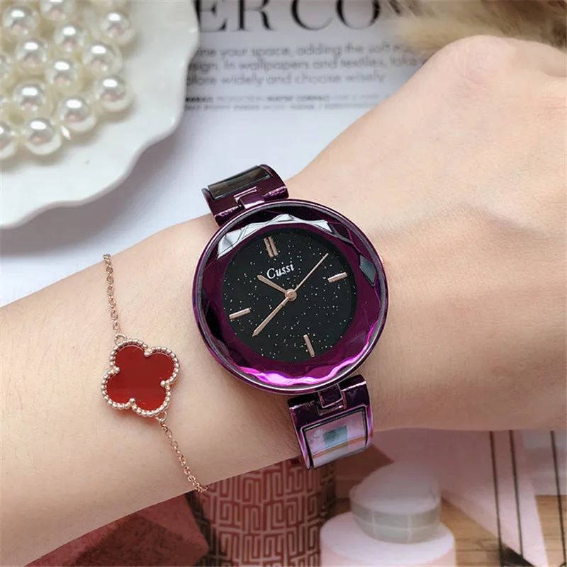 Часы Cussi женские с золотым браслетом роскошные наручные часы ведущей марки