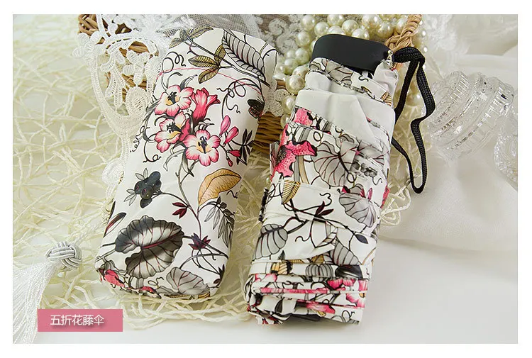 Мини-зонт ссветильник в пять раз ультрамаленький складной зонт от солнца женский