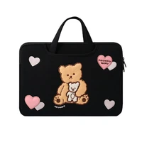 tablet case laptop storage bag for apple mac ipad 11 612131415 15 6inch cute cartoon embroidery bear inner bag for girl