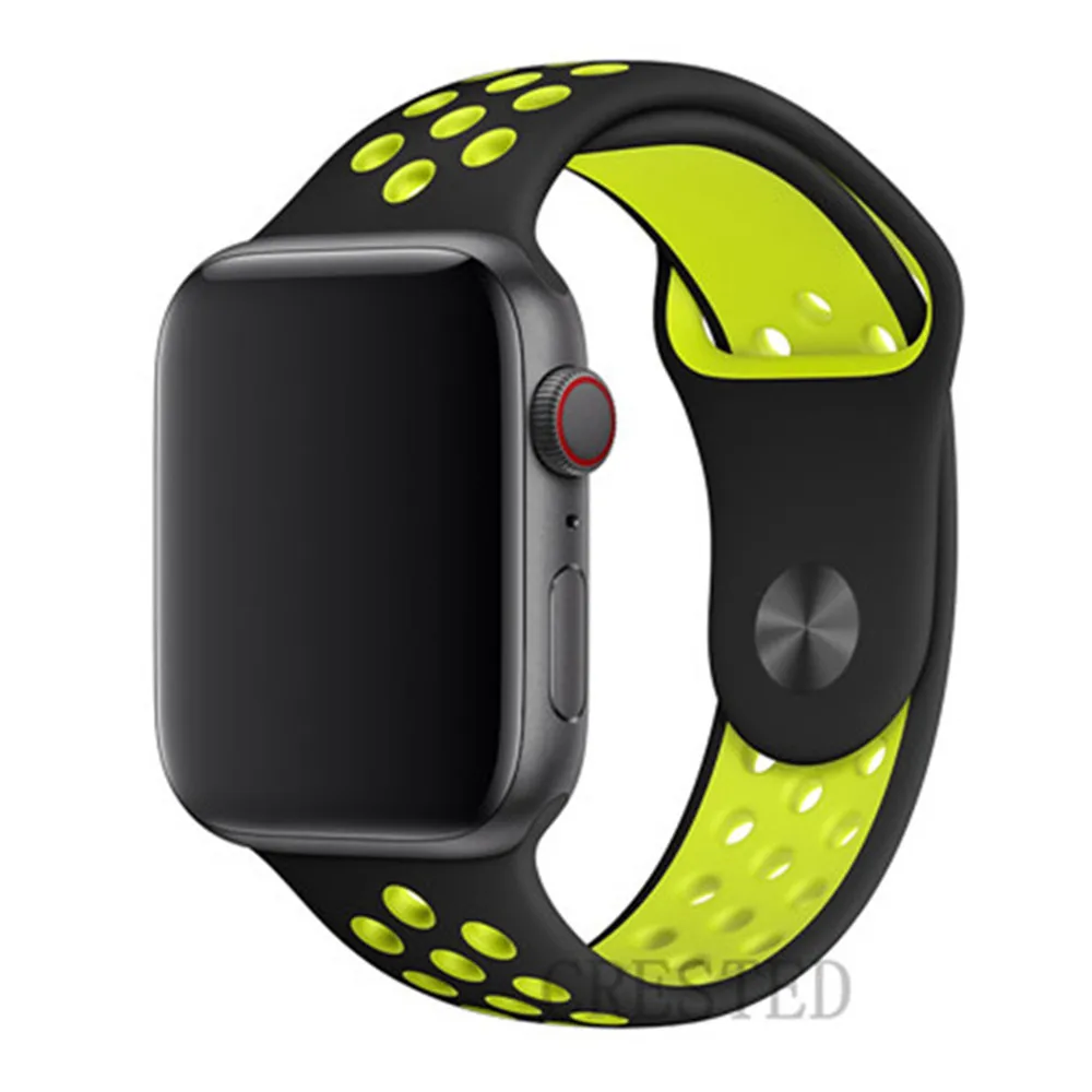 Ремешок для apple watch 5 4 3 ремешок 44 мм/40 мм iwatch ремешок 5 42 мм/38 мм correa силиконовый браслет аксессуары для часов - Цвет ремешка: black yellow10