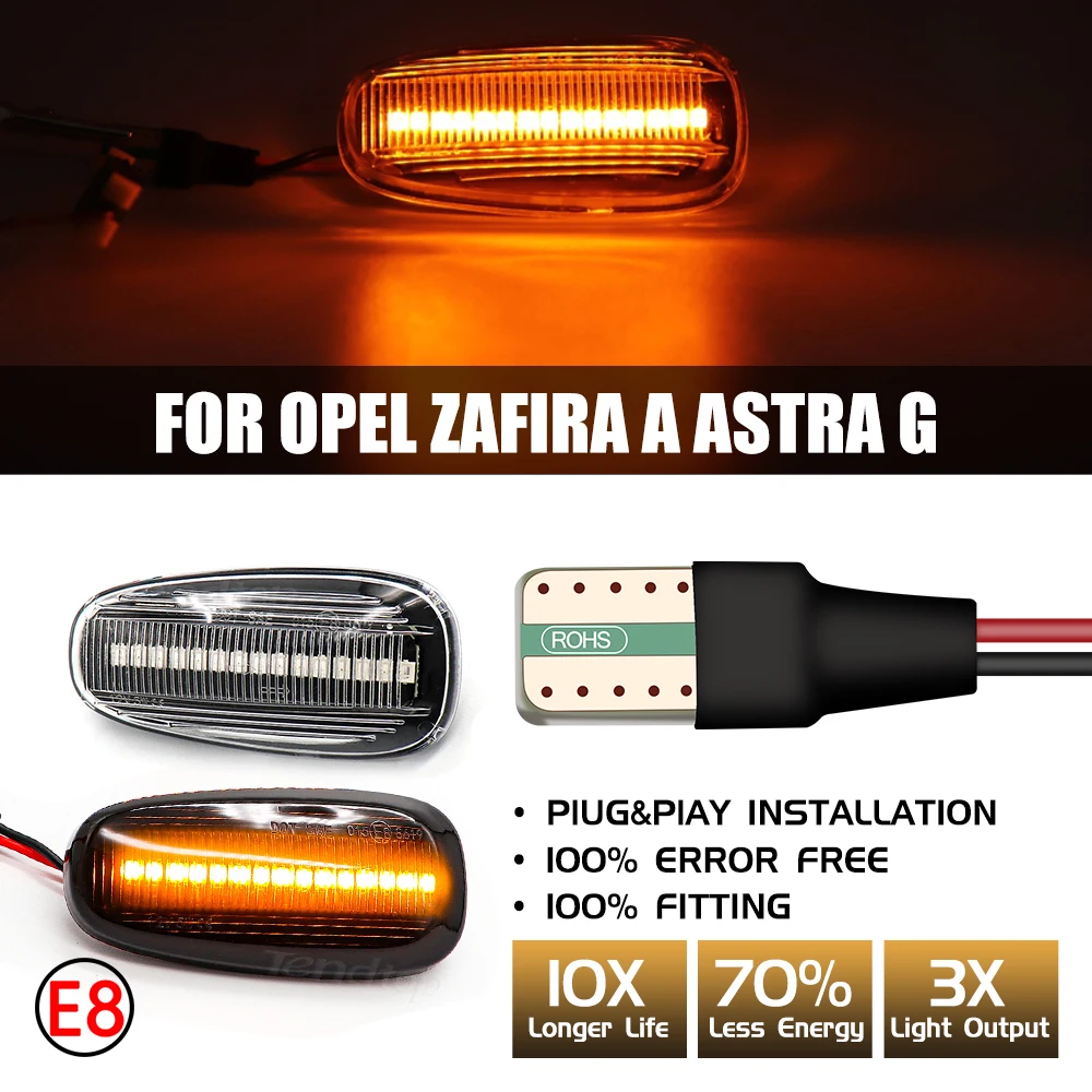 

12V LED Side Marker Lamp Dynamic Turn Signal Light Sequential Blinker Indicator For Opel Astra G 1998-2009 Zafira A 1999-2005