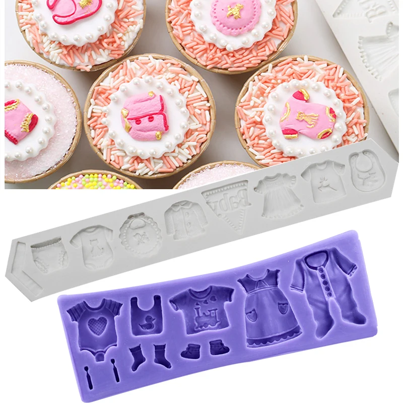 

1pcs Baby Clothes Baby Series 3D Silicone Fondant Mold baby soap Cake Decorate Kitchen Bakeware Sugar Paste Candy Moulds