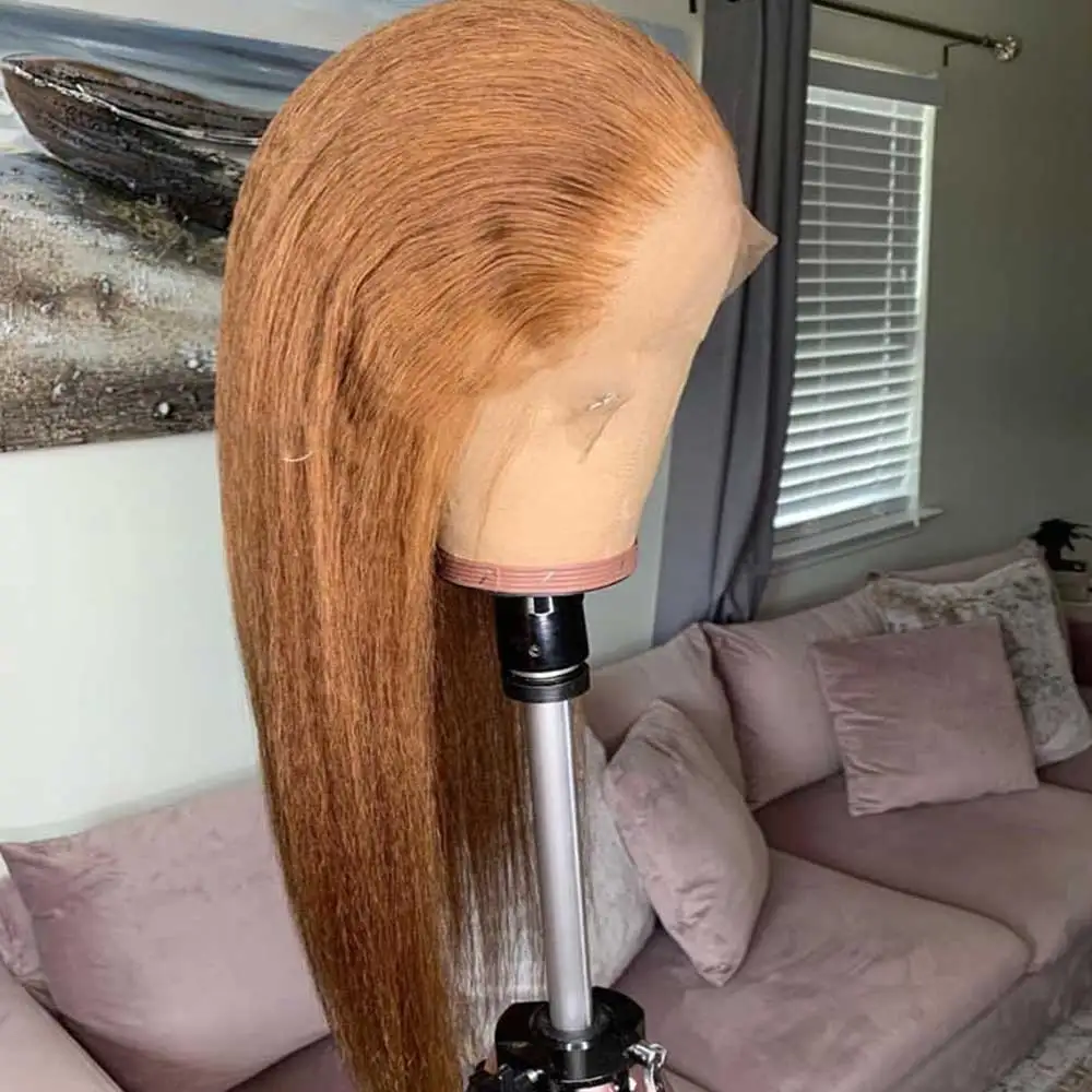 Имбирный Oranger кудрявый прямой 13x6 кружевные передние человеческие волосы парик