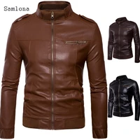 2020 faux pu leather jackets men autumn long sleeve outerwear coats slim biker jacket solid color zipper winter clothing mens